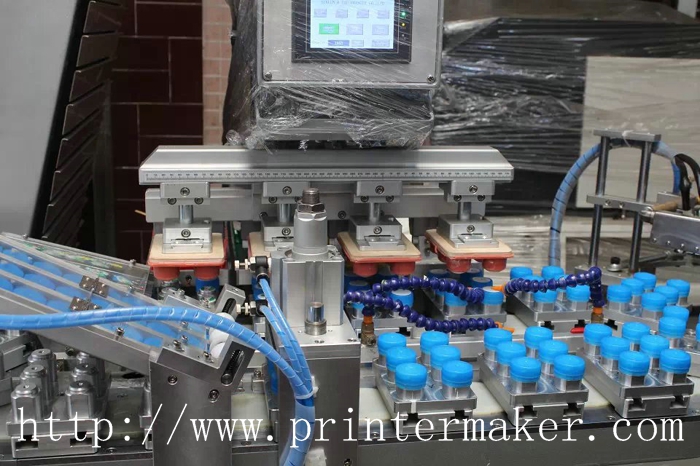 4 Colors Automatic Pad Printing Machine For Caps With PLC Auto Servo Control