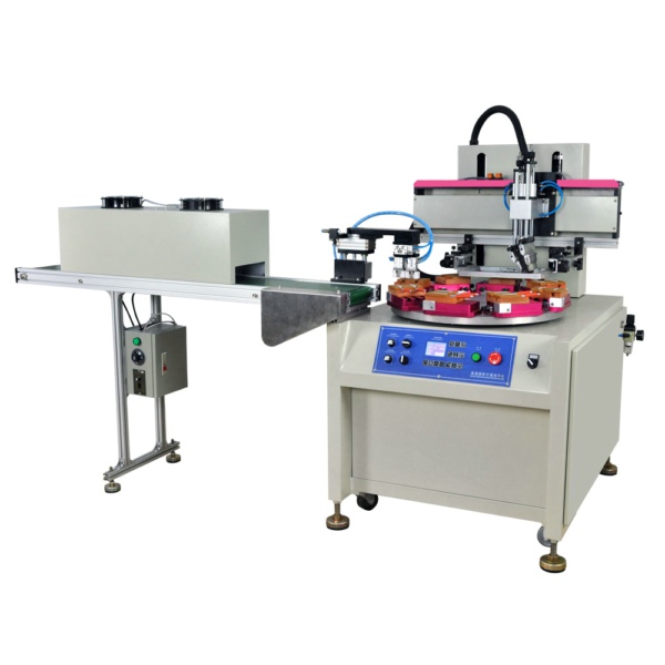 Flat Screen Printing Machine With Rotary Table Auto Baiting Drying System