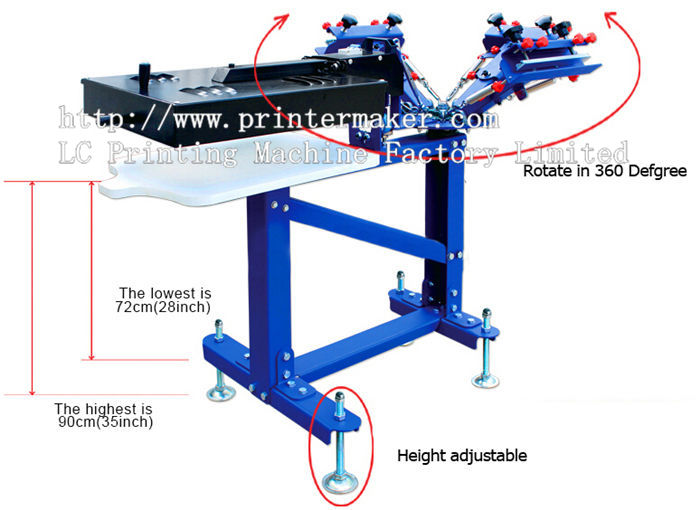 3 Color 1 Station Floor Type Screen Press with Dryer