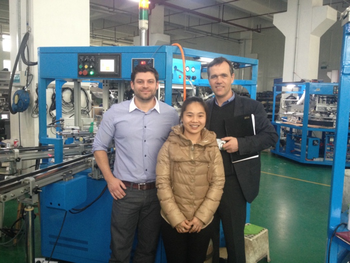 UK Customer Visited and Inspected On Their 3 Colors LED Automatic Silk Screen Printing Machine on Aerosol Can
