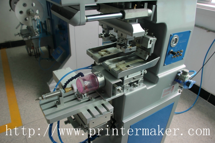 Two Colors Pad Printing Machine with Rotate Inflation Fixture for Plastic Bottles