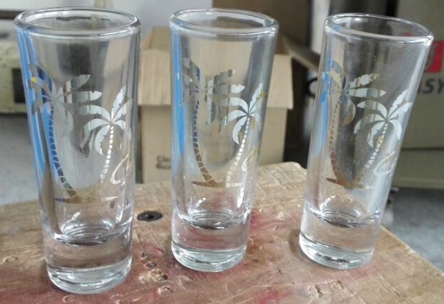 Screen printing plus with hot stamping on glass tumblers