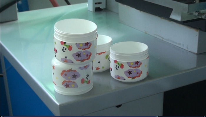 Heat Transfer Machine on Plastic Jar Bottles