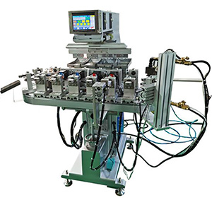 4 Color Pad Printing Machine with Conveyor and rotation Jig （PLC Control)