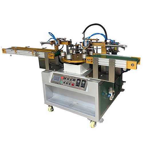Automatic hot stamping machine on Plastic Caps (included both infeed conveyor and exit conveyor)