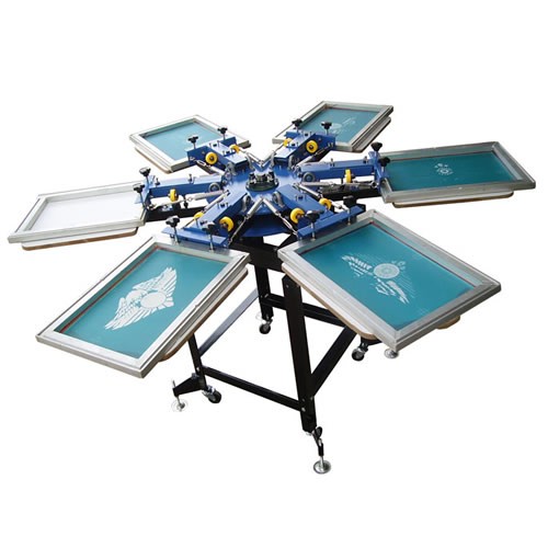 Manual Rotating Screen Printer with 6 Colors 6 Station